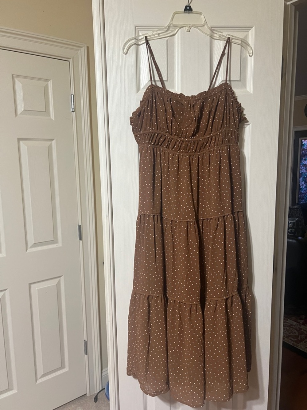 Madewell Brown Polka Dot Tiered Maxi Dress